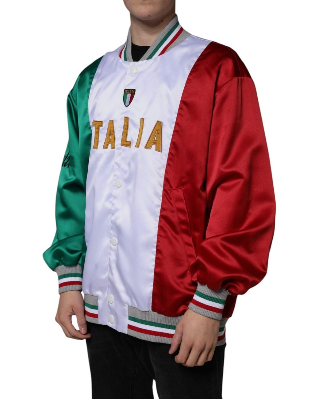 Dolce & Gabbana Red Italia Button Down Bomber Jacket for men