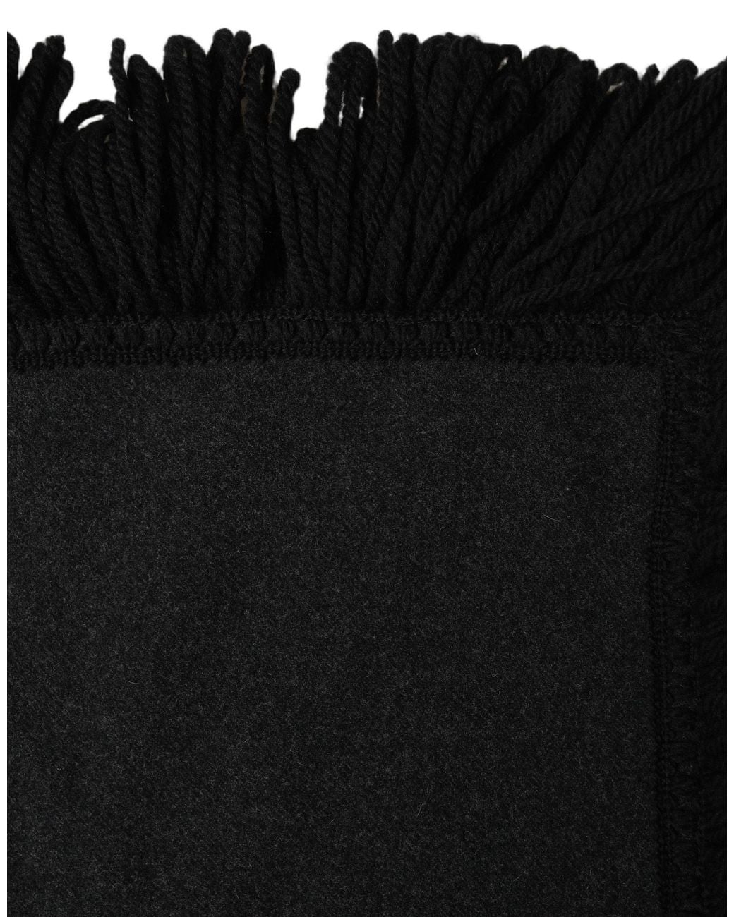 Dolce & Gabbana Black Wool Knitted Fringed Warmer Shawl Scarf