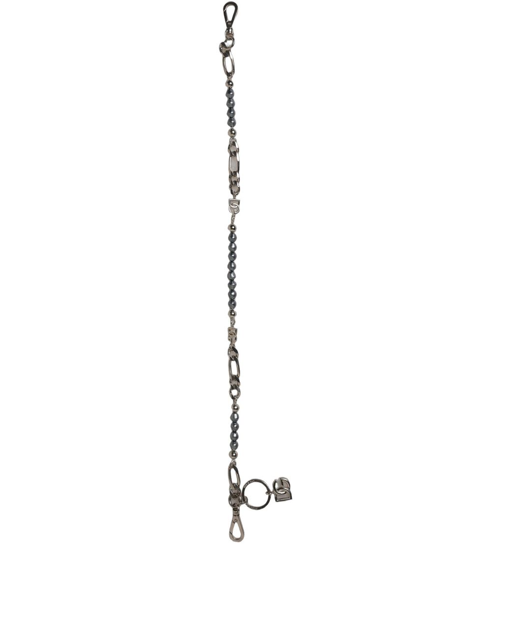 Dolce & Gabbana White Tone Chain Signature Dg Logo Pendant Necklace Brass