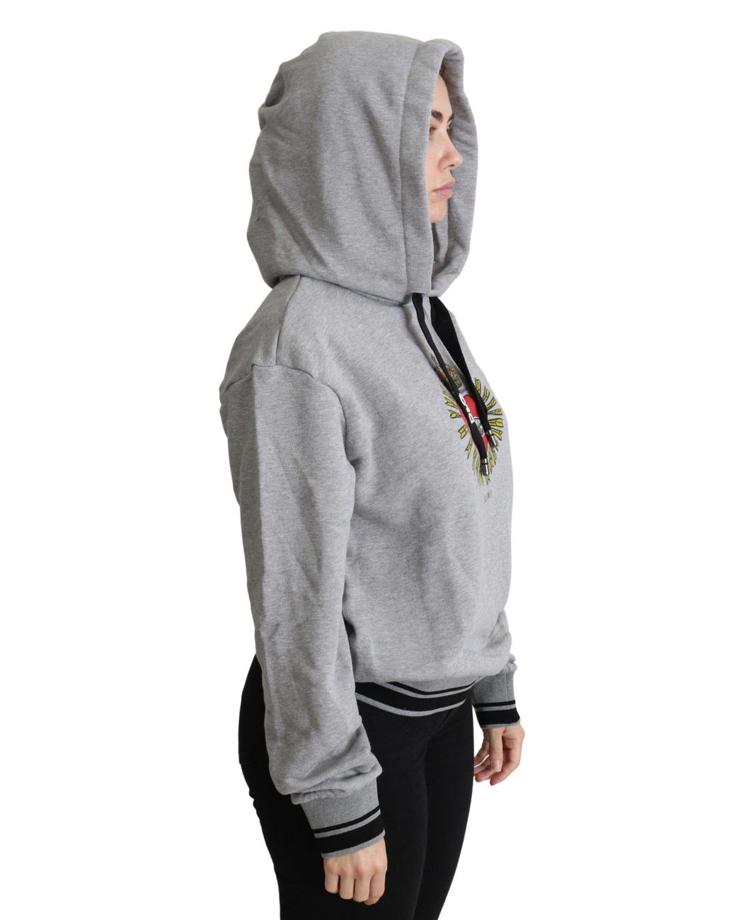 Dolce & Gabbana Gray Grey Printed Hooded Exclusive Logo Sweater