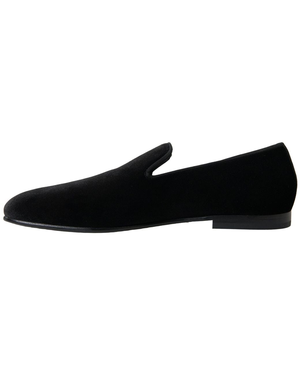 Dolce & Gabbana Black Velvet Loafers Formal Shoes for men