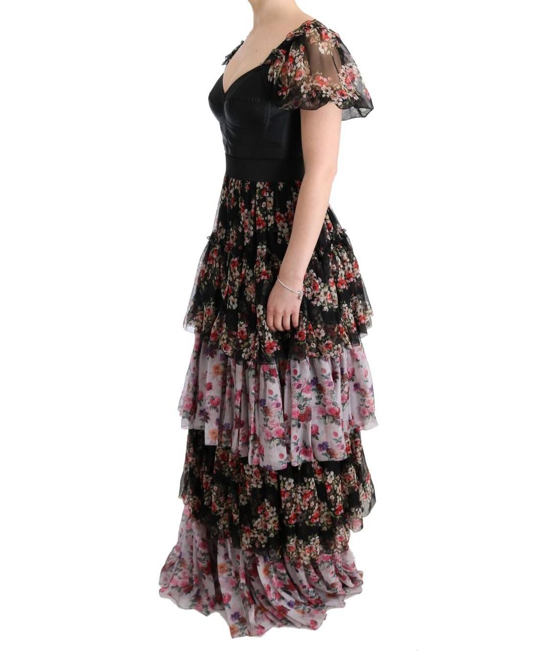 Dolce & Gabbana Multicolor Silk Stretch Floral Shift Long Dress Nylon