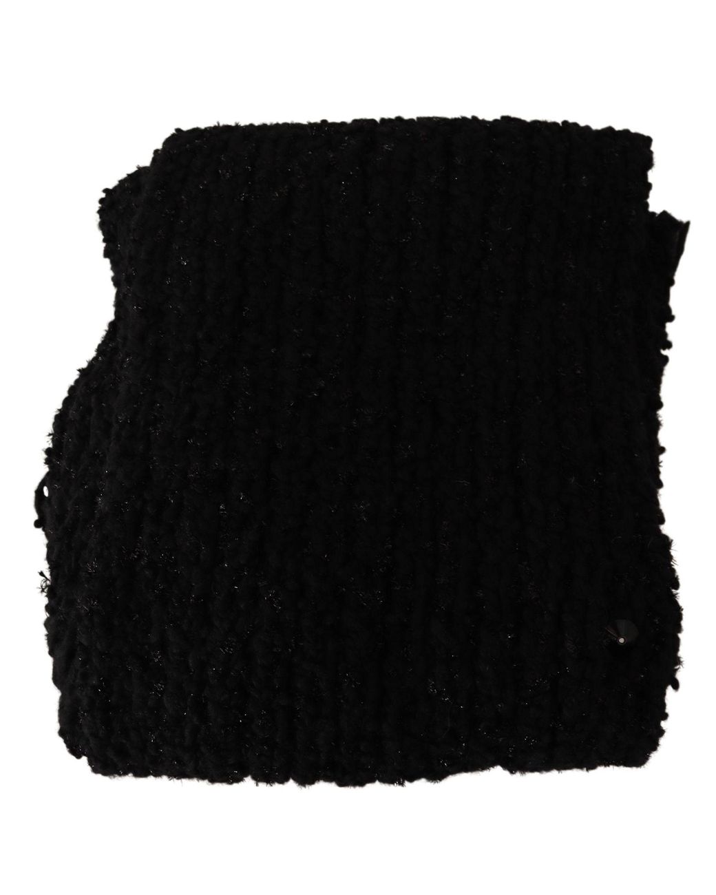 Dolce & Gabbana Black Virgin Wool Knitted Wrap Shawl Scarf