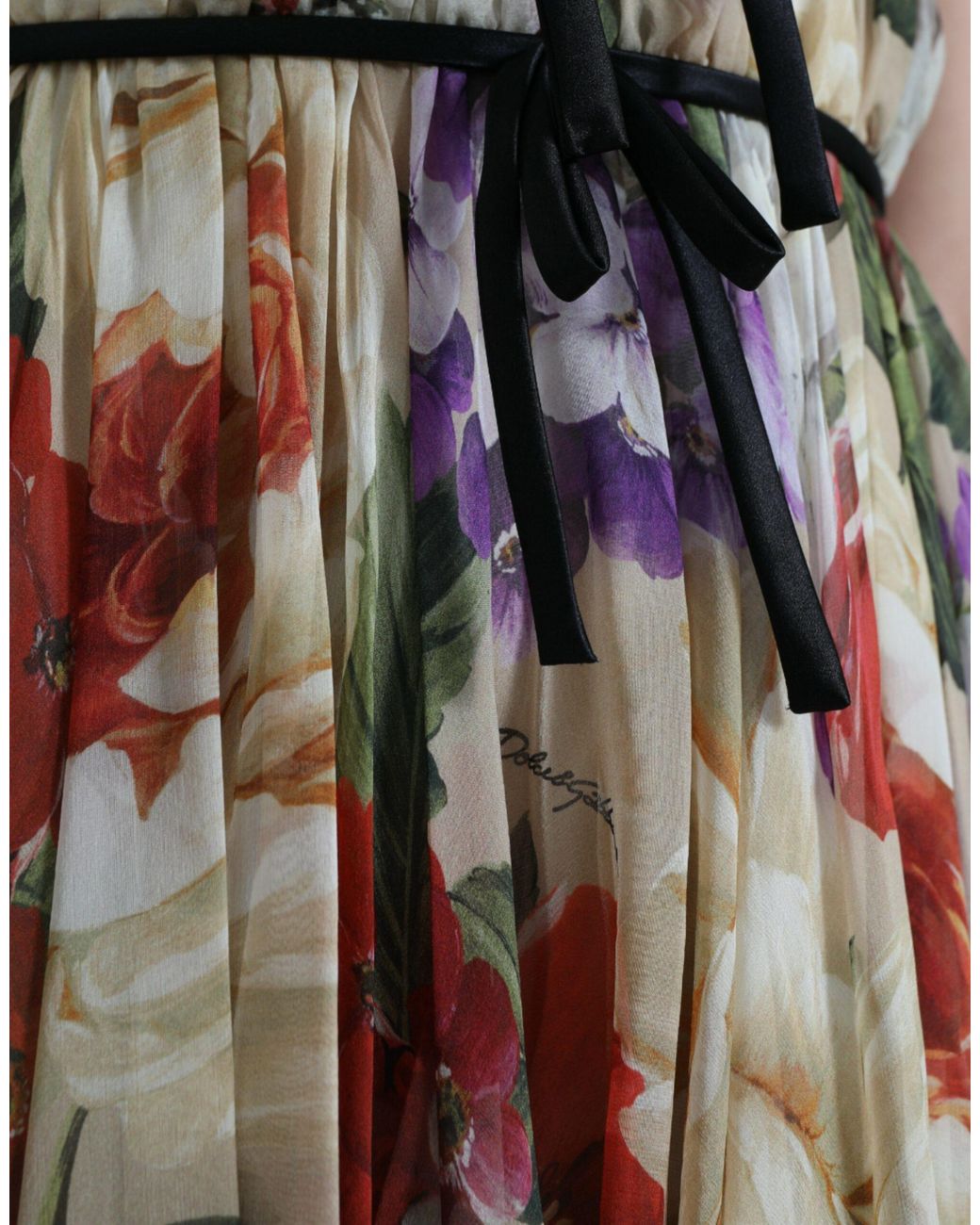 Dolce & Gabbana Natural Floral Sleeveless A-Line Mini Dress