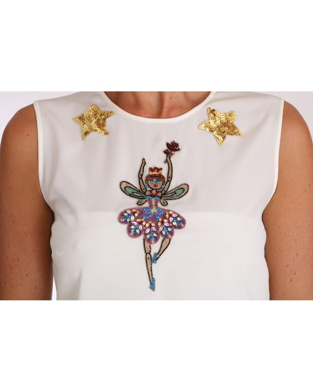 Dolce & Gabbana Pink Silk Embellished Crystal Sequin Fairy Top