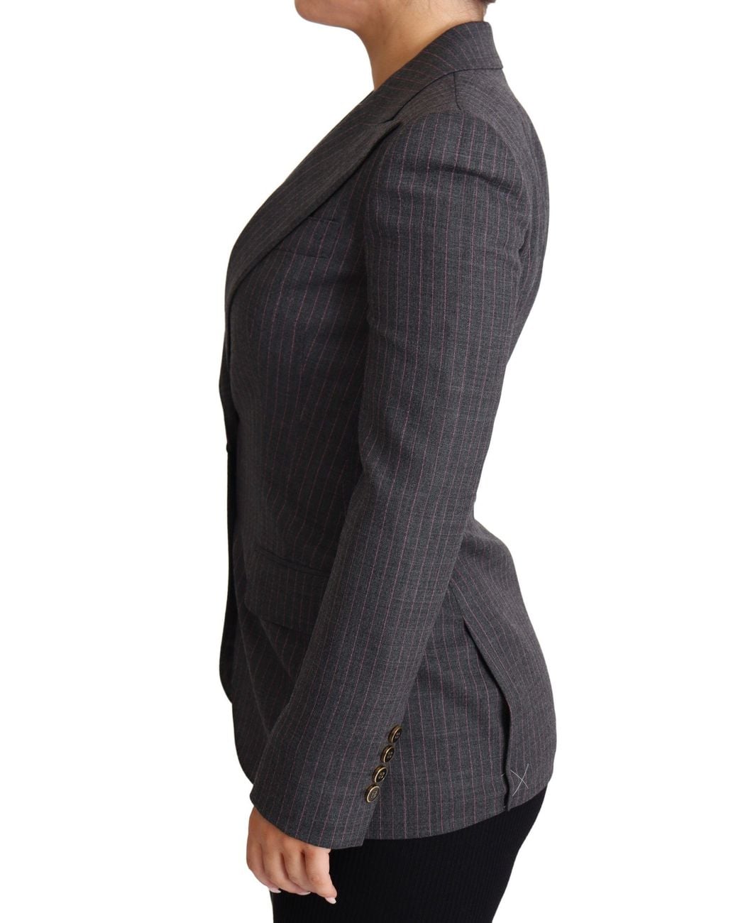 Dolce & Gabbana Black Single Breasted Fitted Blazer Wool Jacket