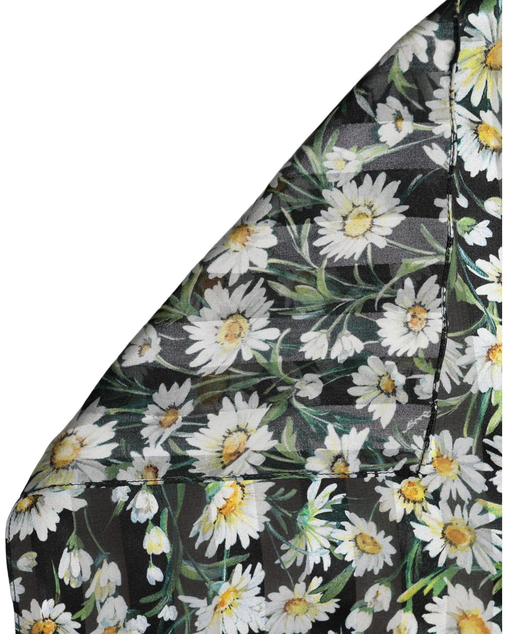 Dolce & Gabbana Green Silk Daisy Chiffon Long Stole Scarf
