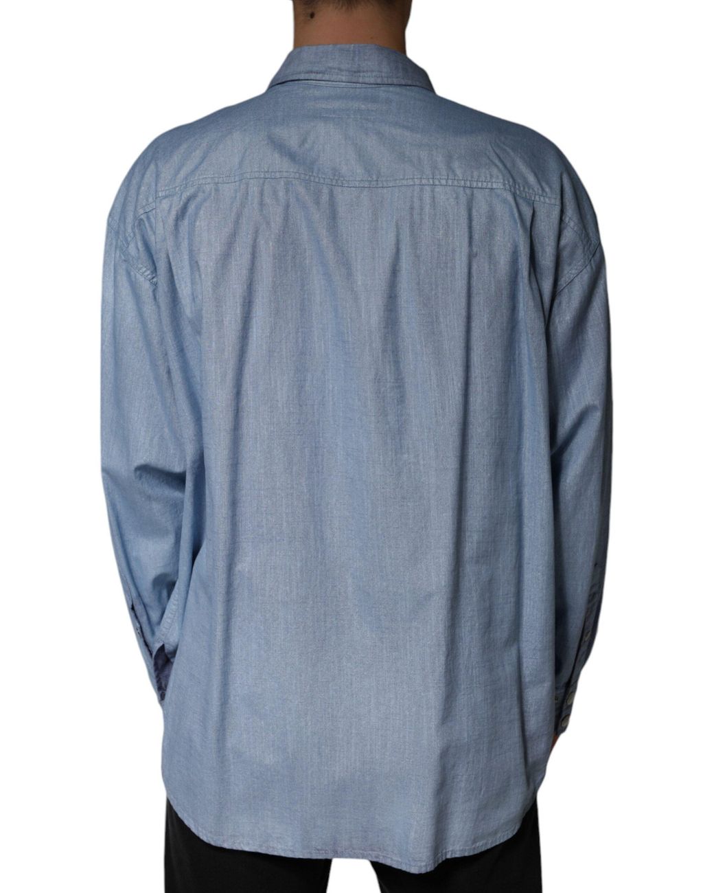 Dolce & Gabbana Blue Cotton Button Down Casual Shirt for men
