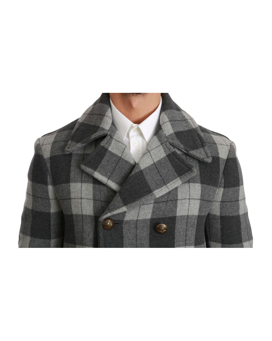 Dolce & Gabbana Gray Check Wool Cashmere Coat Jacket Clothing for men