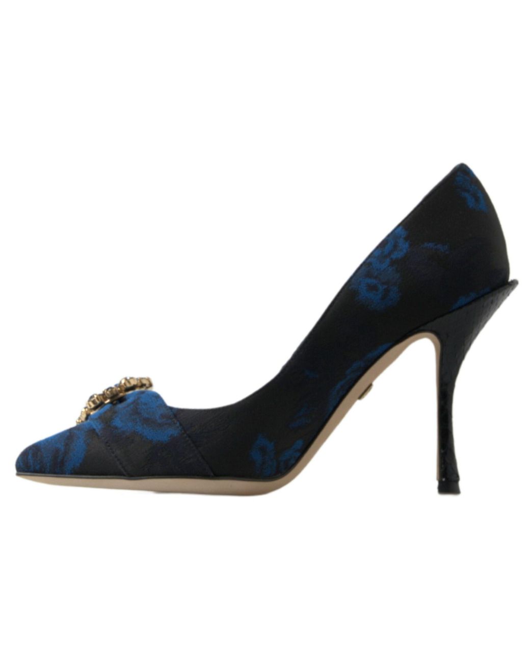 Dolce & Gabbana Blue Floral Ayers Crystal Pumps Shoes Elastane