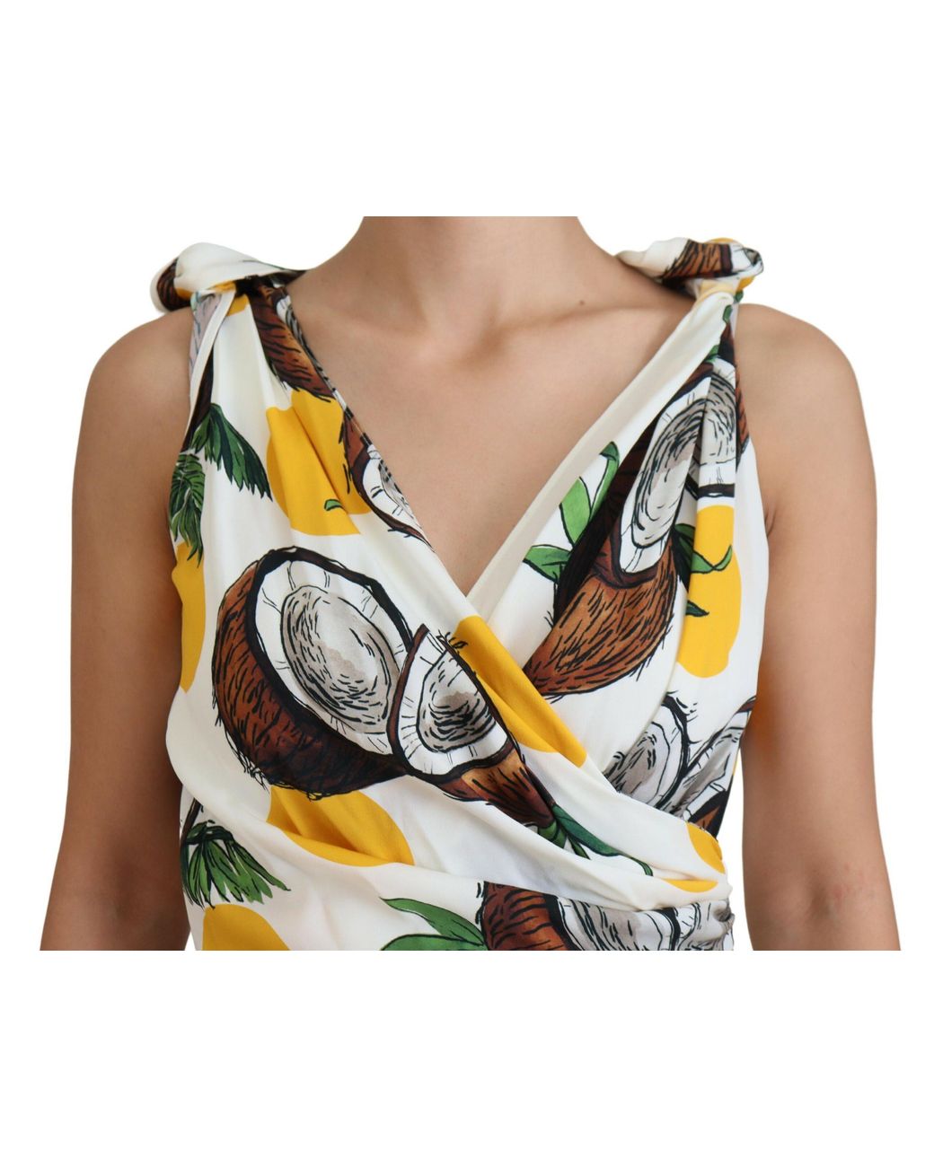 Dolce & Gabbana White Coconut Print Sheath Mini Silk Dress