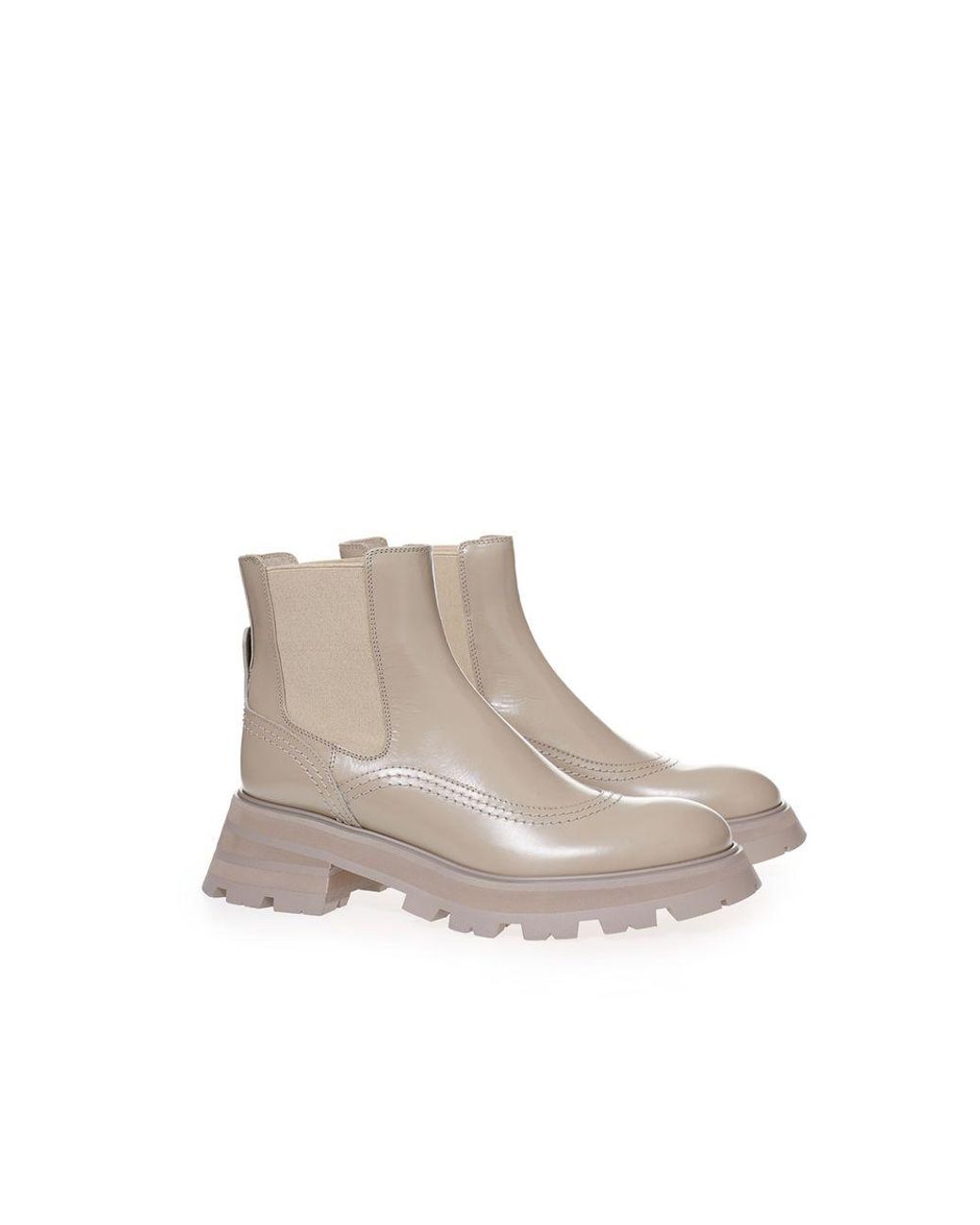 McQueen Gray Chic Leather Boots For Elegant Steps