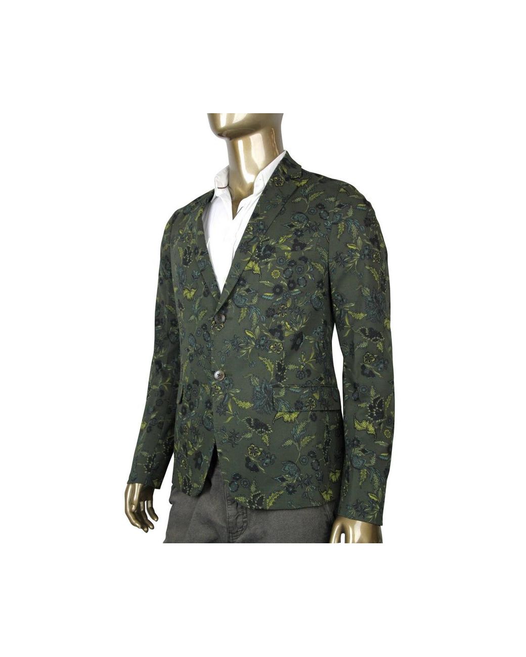 Gucci Green Floral Blazer Cotton Two Button Jacket (G 48 Us 38) for men