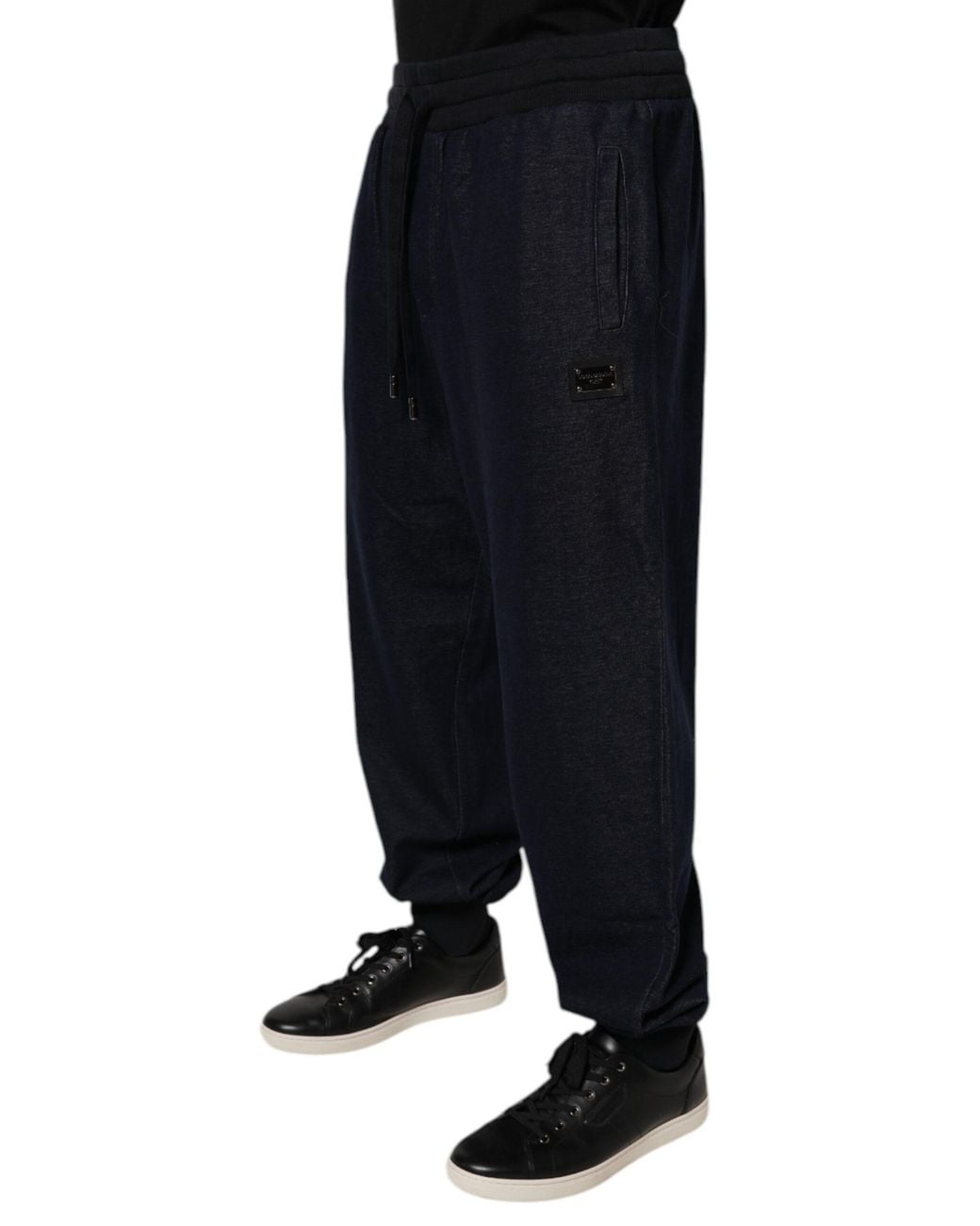 Dolce & Gabbana Black Jacquard Cotton Jogger Sweatmen's Pants for men