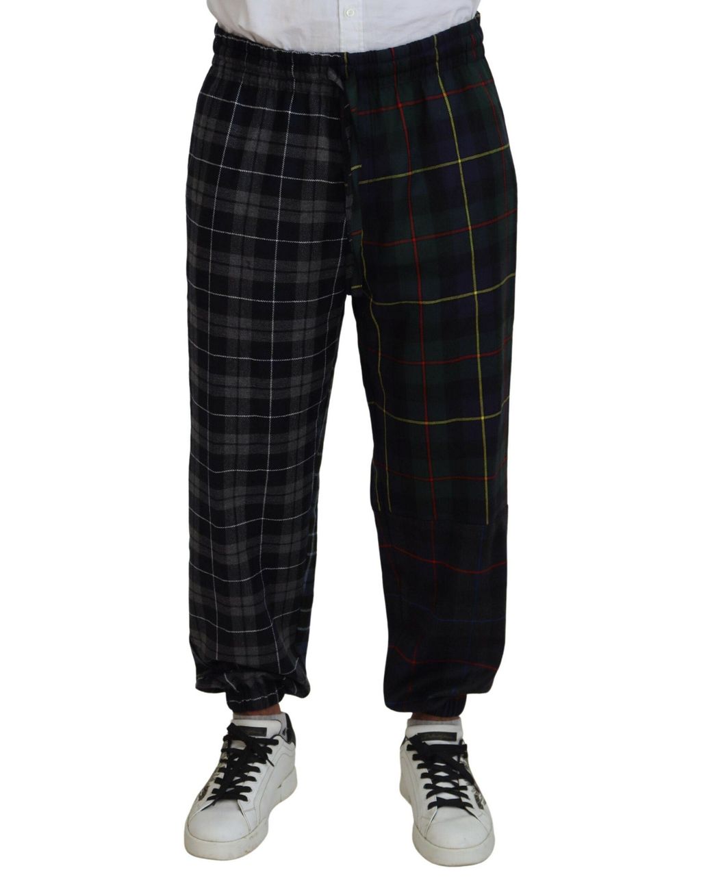 Dolce & Gabbana Black Checkered Wool Jogger Pants for men