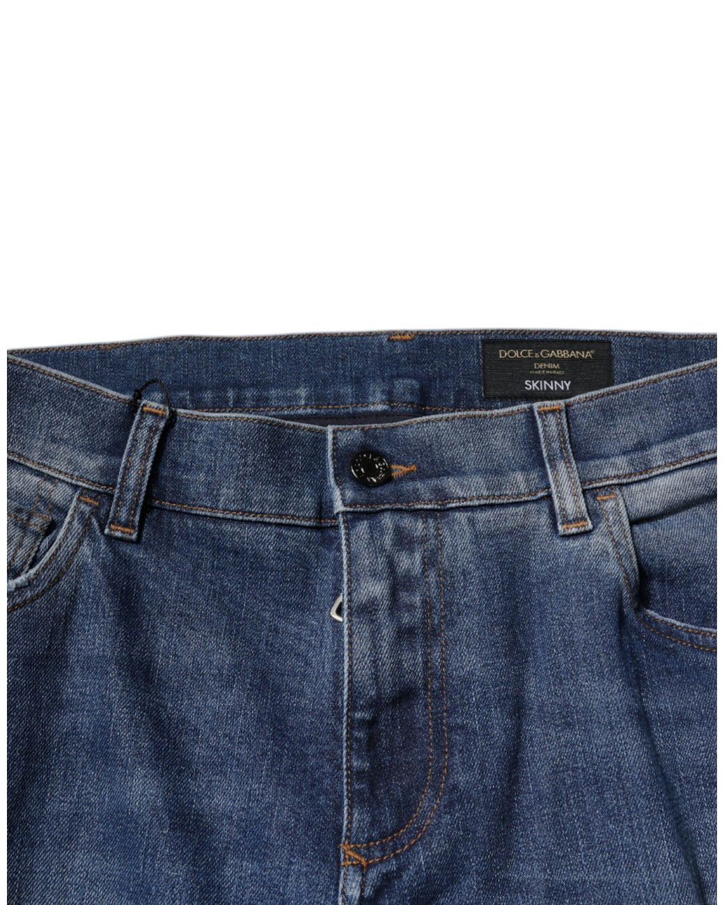 Dolce & Gabbana Blue Ripped Slim Jeans for men