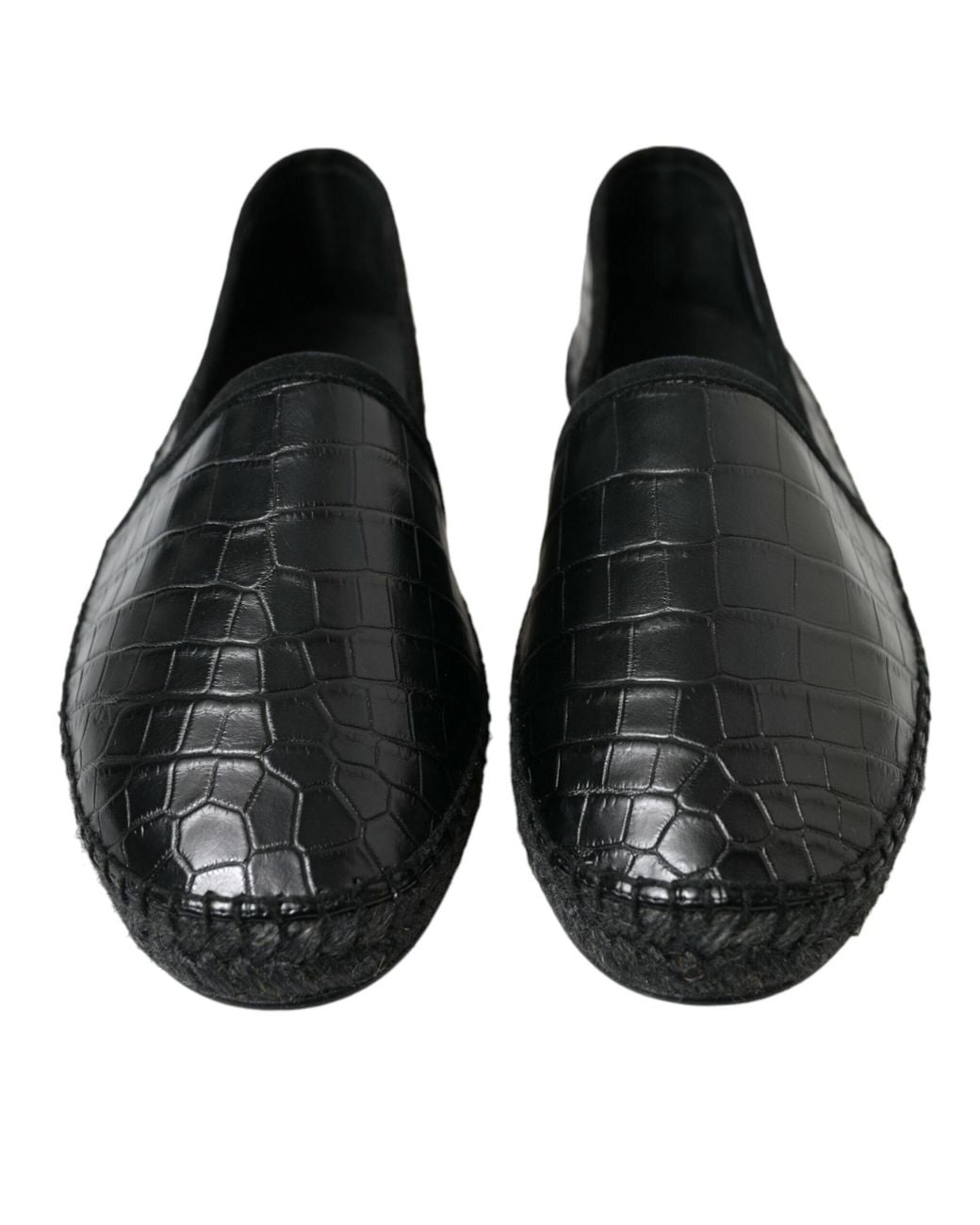 Dolce & Gabbana Black Exotic Leather Espadrilles Slip On Shoes for men