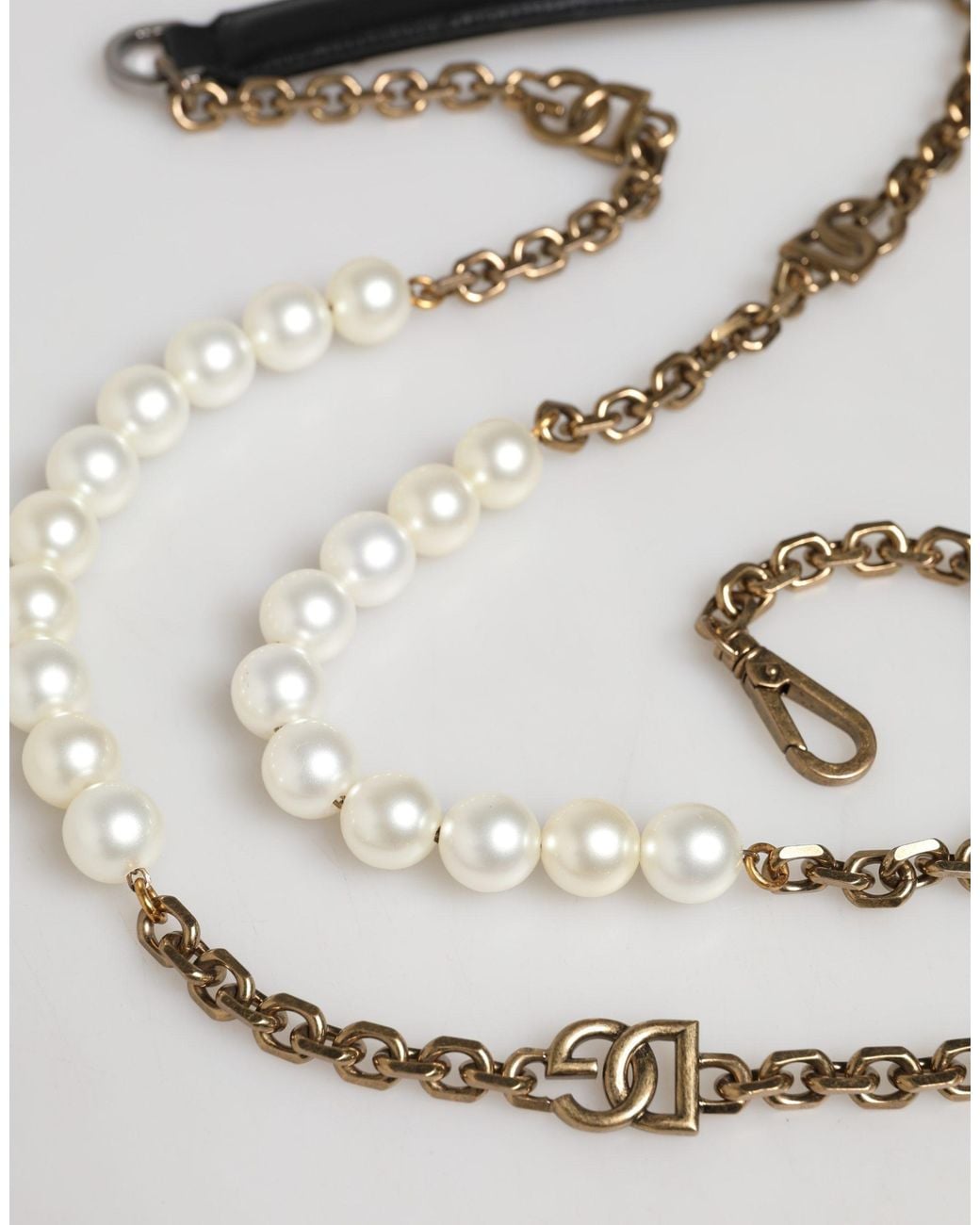 Dolce & Gabbana White Leather Chain Bag Accessory Shoulder Strap