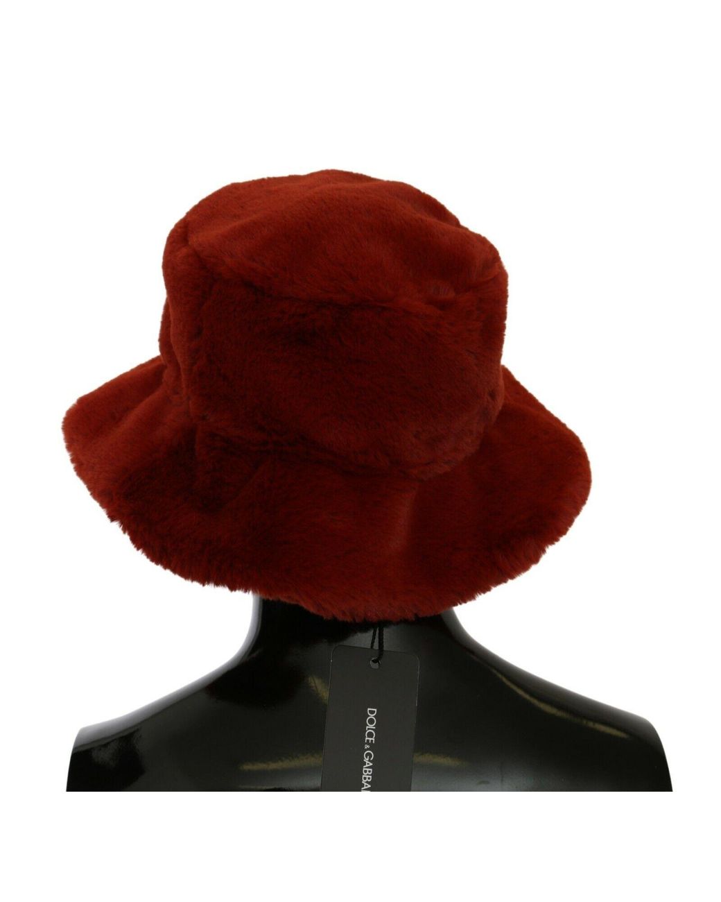 Dolce & Gabbana Brown Bordeaux Fur Wide Brim Bucket Hat