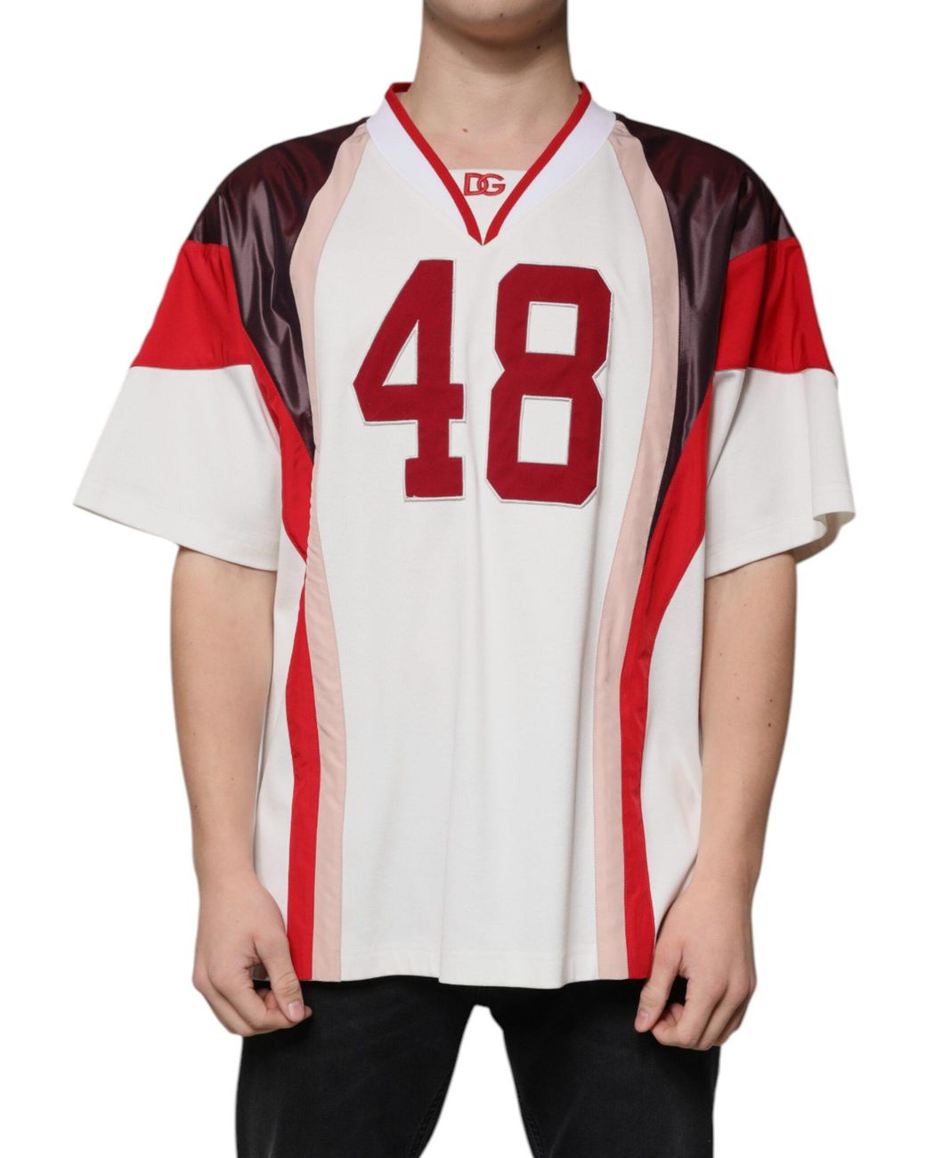 Dolce & Gabbana Red Number 48 Jersey Colorblock for men