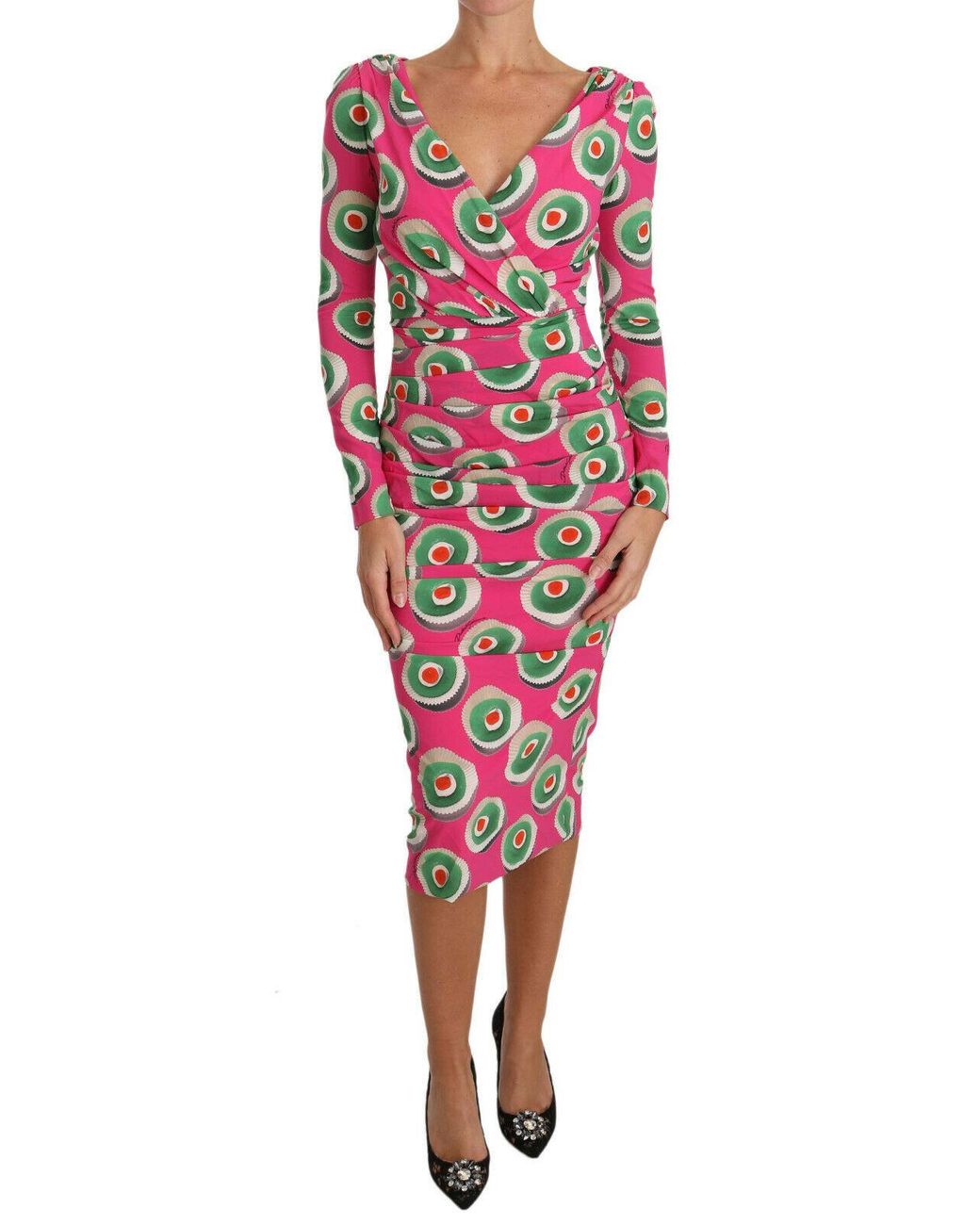 Dolce & Gabbana Silk Sheath Stretch Dress Pink Dr2016