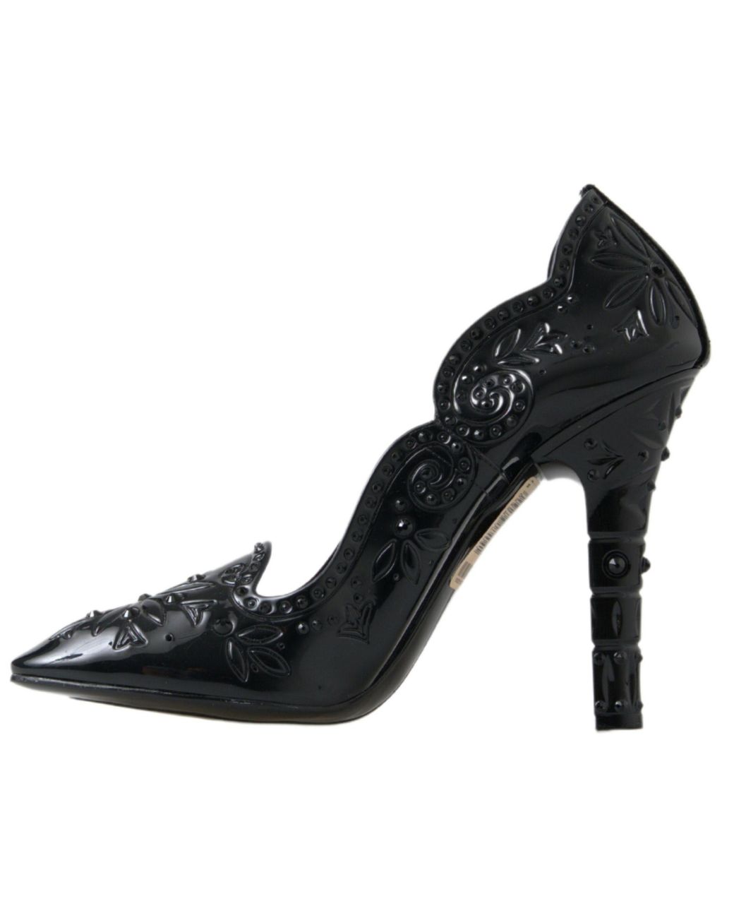 Dolce & Gabbana Crystal Floral Cinderella Pumps Black La7269