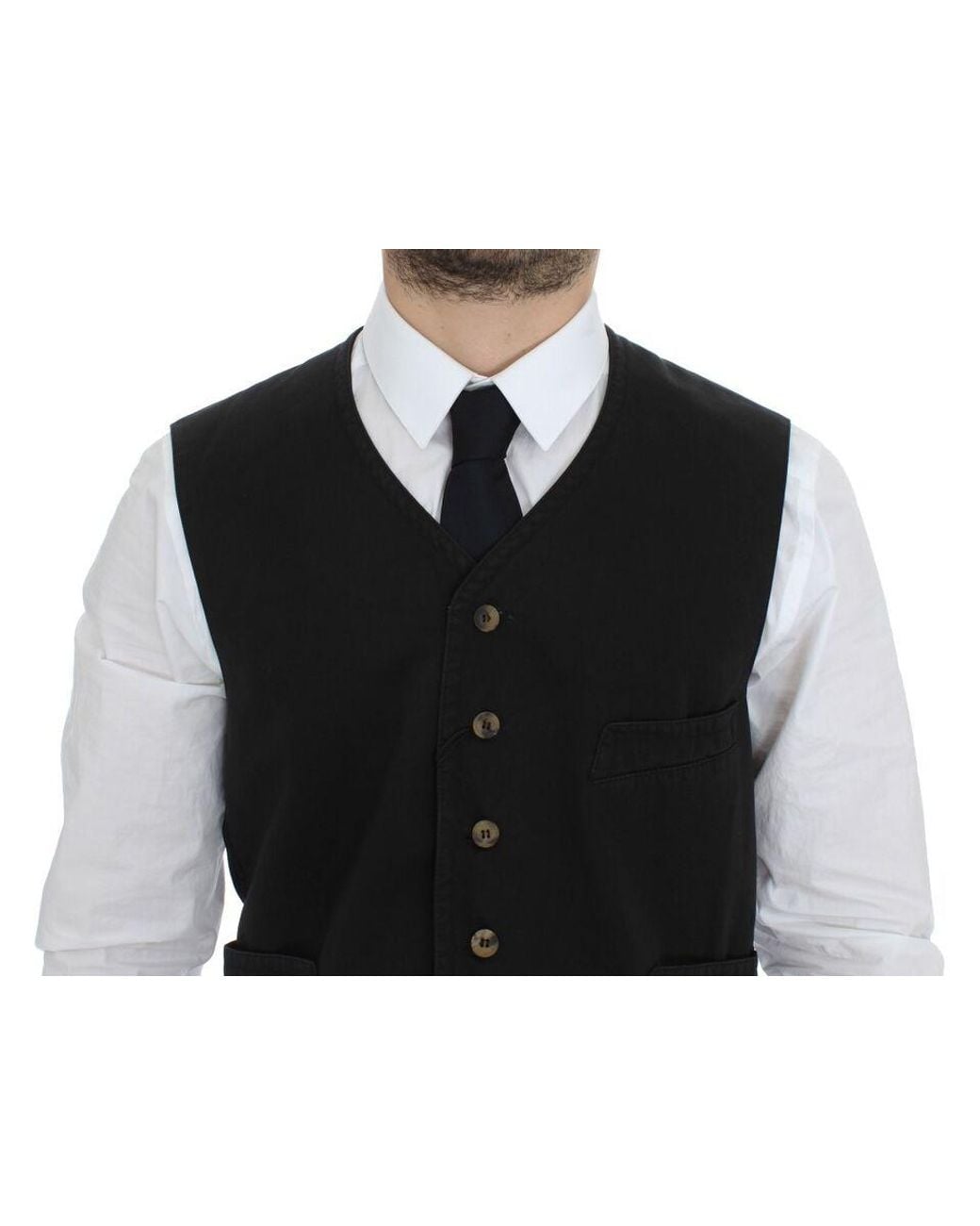 Dolce & Gabbana Metallic Cotton Blend Dress Vest Gilet for men