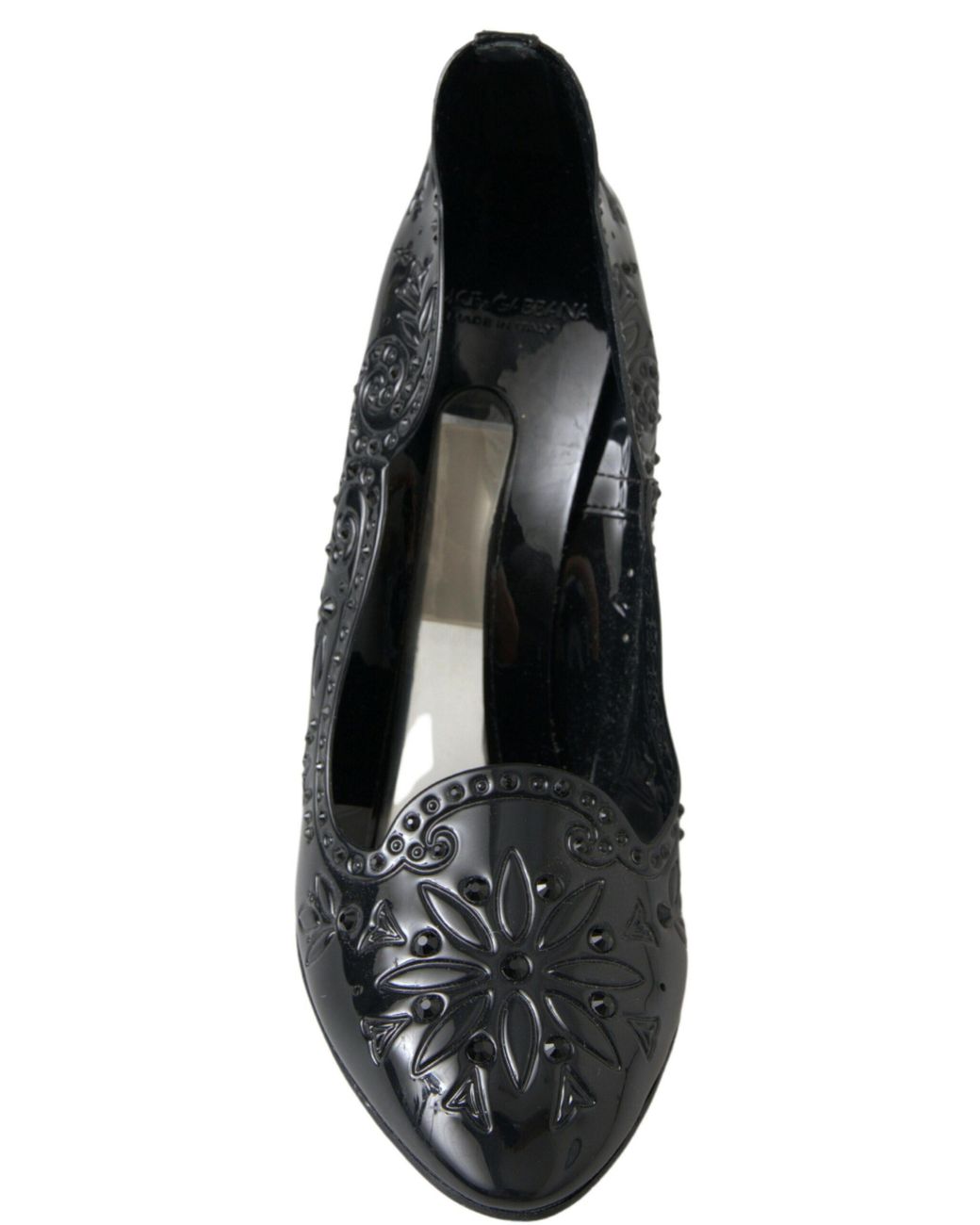 Dolce & Gabbana Crystal Floral Cinderella Pumps Black La7269