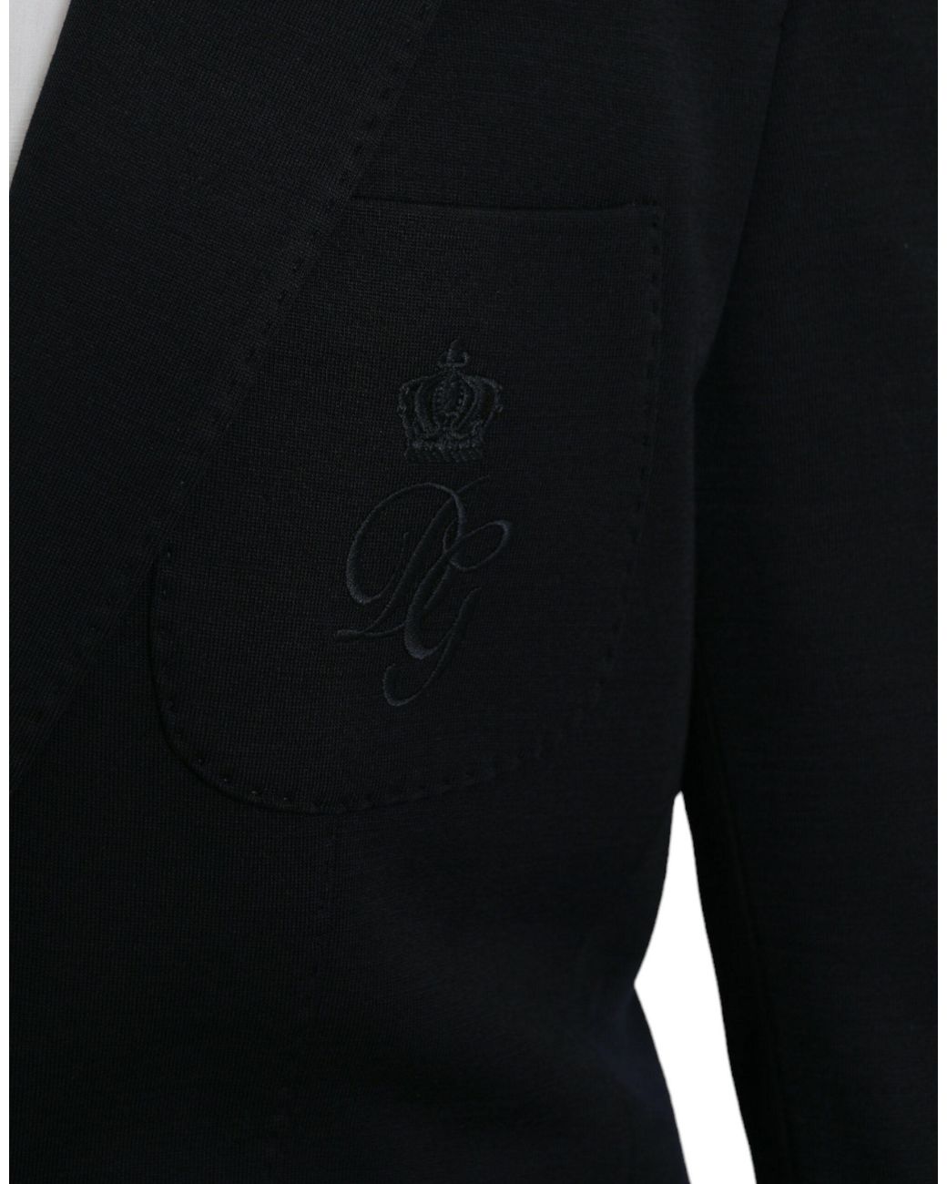 Dolce & Gabbana Black Wool Notch Single Breasted Coat Blazer for men