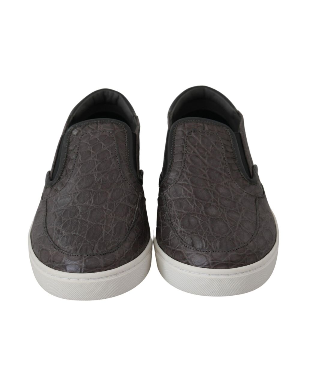 Dolce & Gabbana Black Leather Flat Caiman Loafers Shoes for men