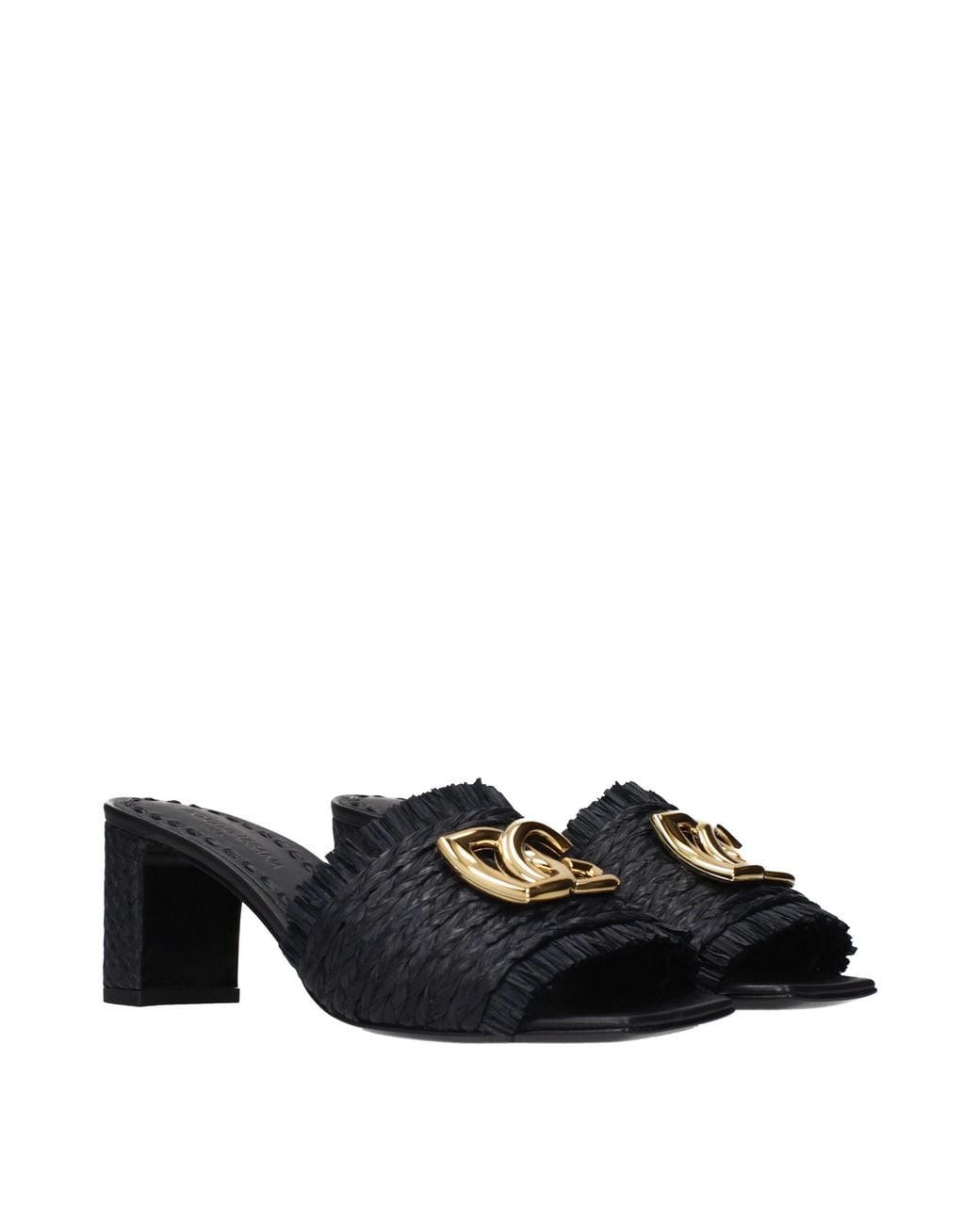 Dolce & Gabbana Black Raffia Platform Sandals