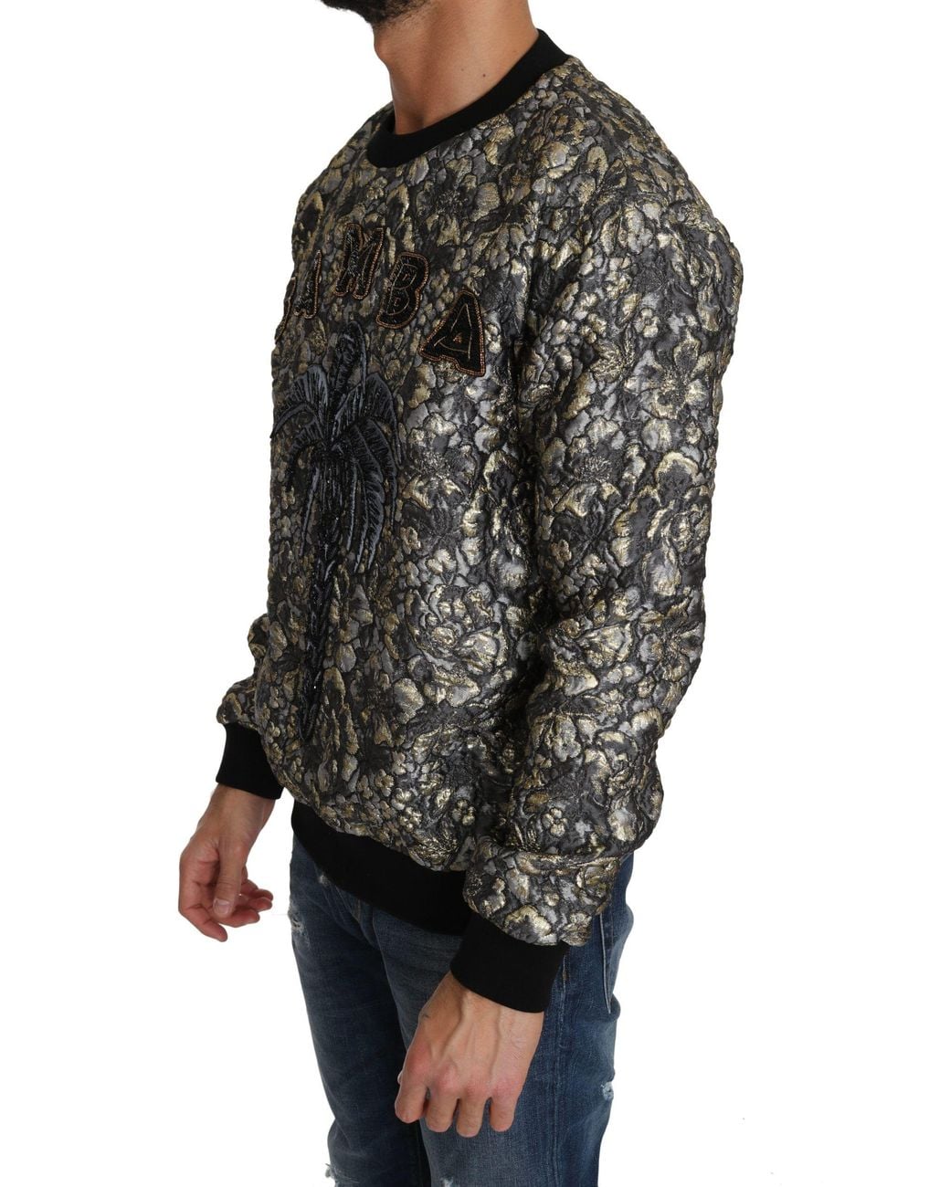 Dolce & Gabbana Black Samba Jacquard Palmtree Pullover Sweater Polyester Clothing for men