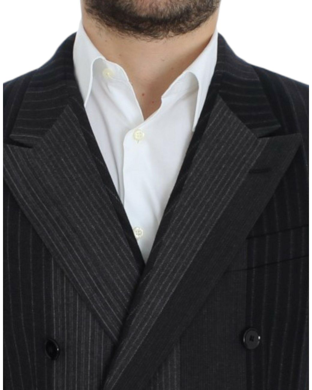 Dolce & Gabbana Black Dolce Gabbana Striped Wool Stretch Blazer for men