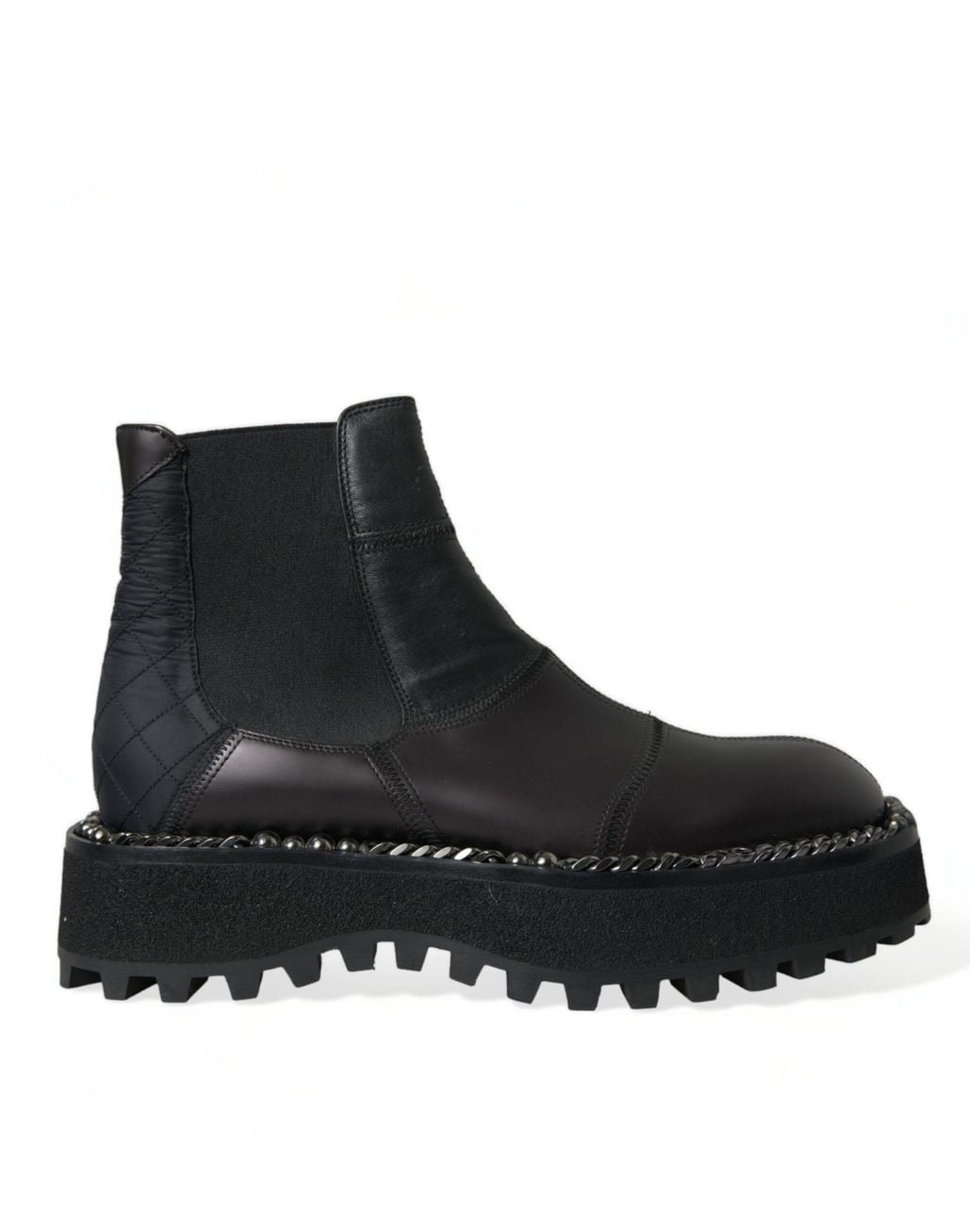 Dolce & Gabbana Black Leather Slip On Stretch Chelsea Boots Shoes for men