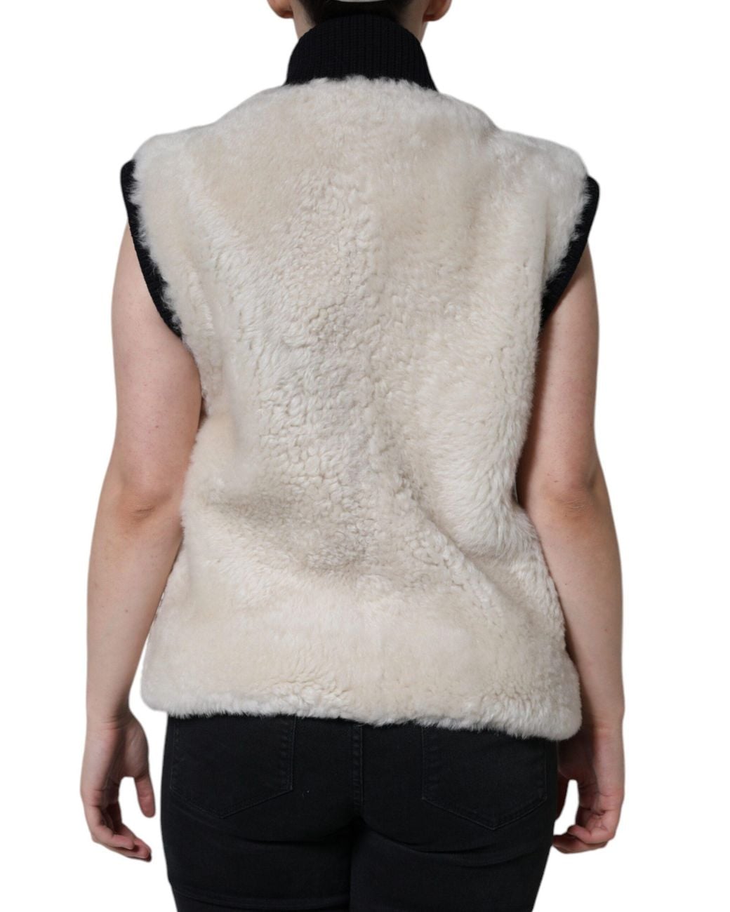 Burberry Gray White Warrenford Shearling Leather Vest Coat Jacket