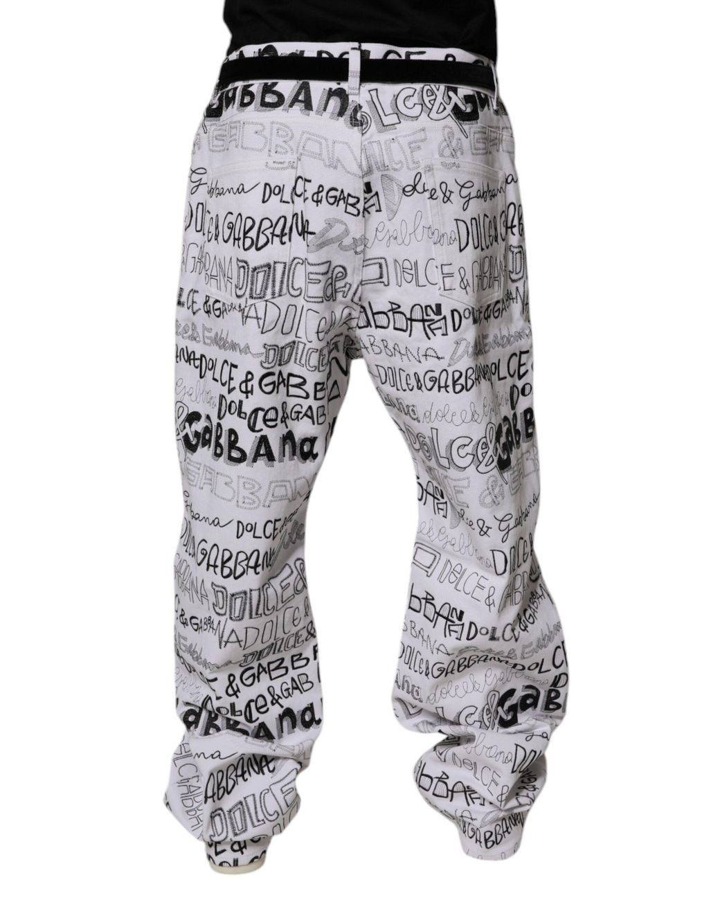 Dolce & Gabbana Gray Logo Print Straight Denim Jeans for men