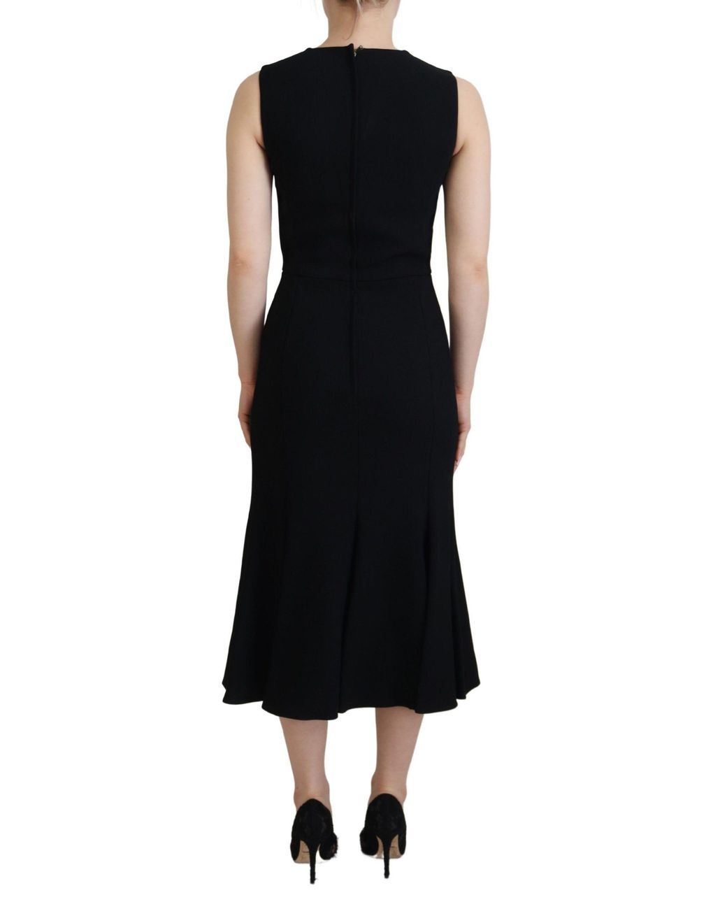 Dolce & Gabbana Black Sheath Flare Viscose Dress
