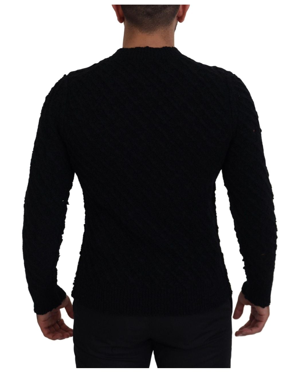 Dolce & Gabbana Black Wool V-Neck Knitted Pullover Sweater for men
