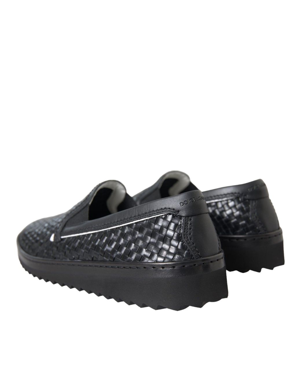 Dolce & Gabbana Black Woven Buffalo Leather Men Loafers Shoes for men
