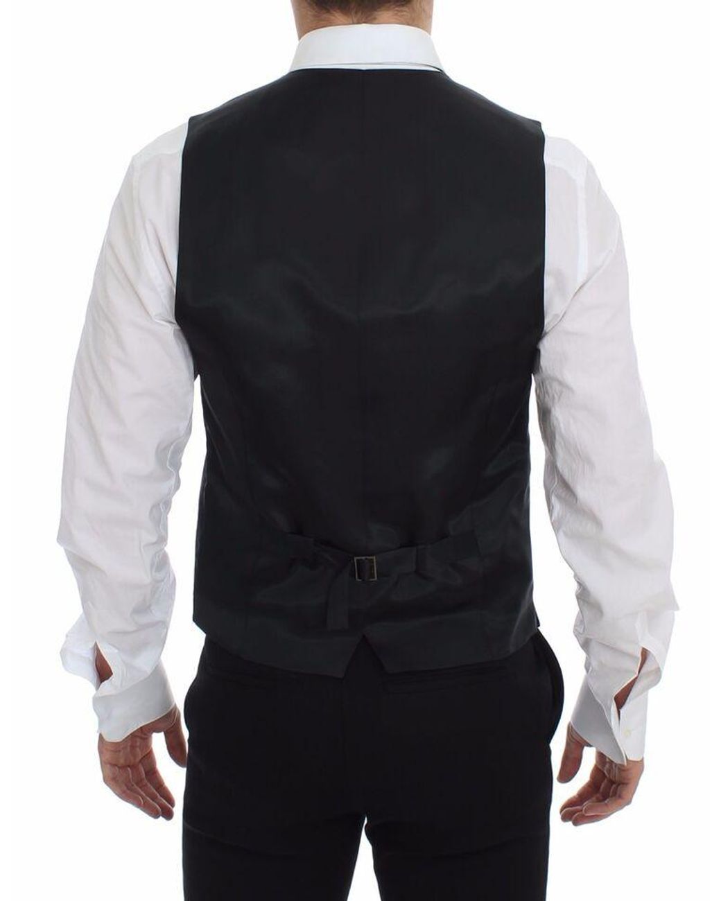 Dolce & Gabbana Blue Striped Wool Logo Vest Gilet Weste for men