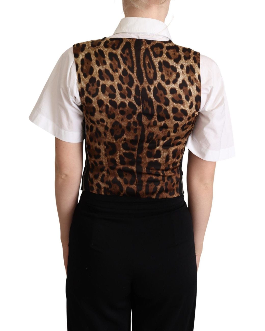 Dolce & Gabbana Black Chic Leopard Print Waistcoat