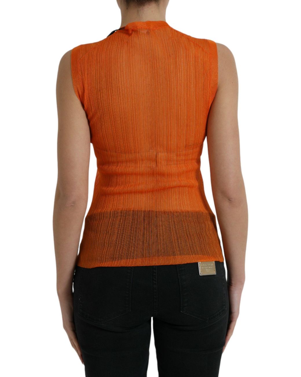 Dolce & Gabbana Black See Through Crew Neck Blouse Tank Top