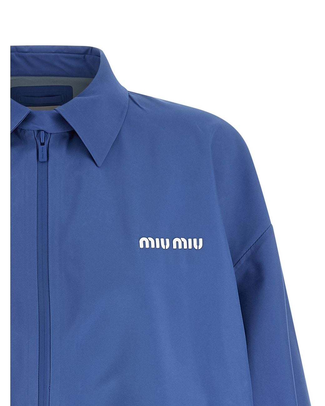 Miu Miu Blue Recycled Polyester Shell Jacket