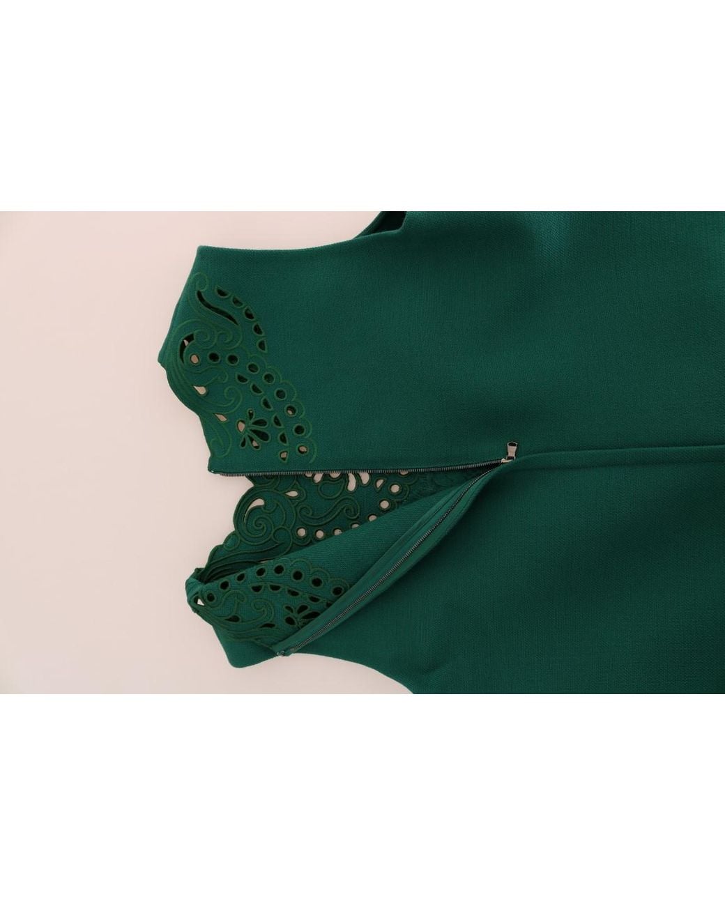 Dolce & Gabbana Green Floral Cutout Silk Wool Dress