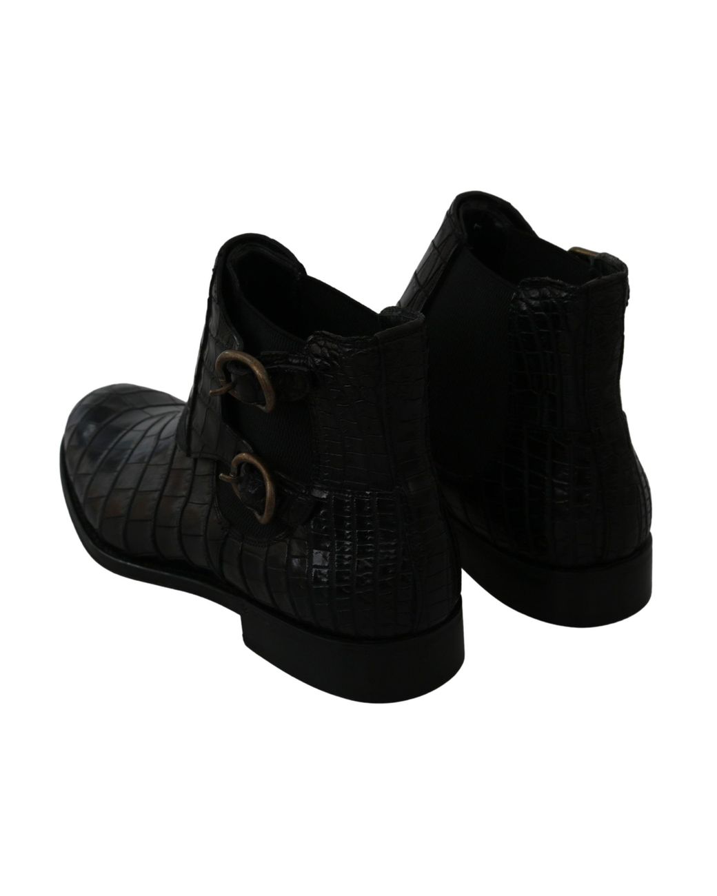 Dolce & Gabbana Black Crocodile Leather Derby Boots Shoes for men