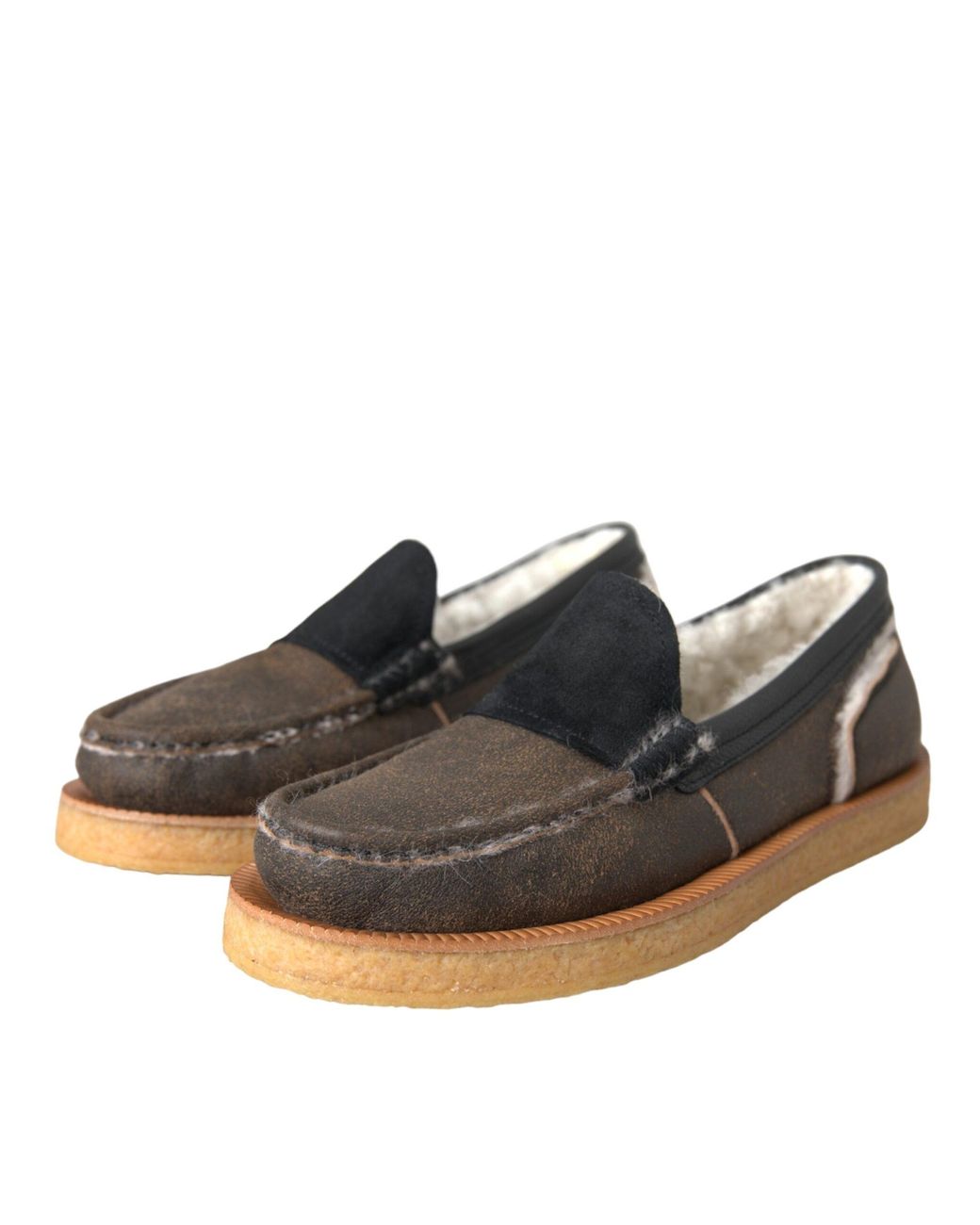 Dolce & Gabbana Multicolor Fur Leather Loafers Shoes for men