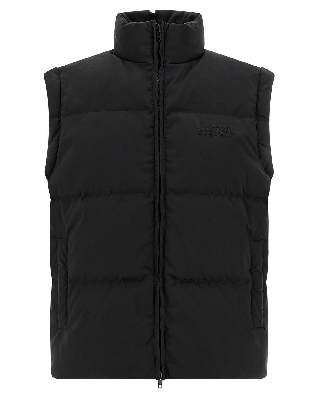 MM6 by Maison Margiela Black Numeric Signature Mm6 Embroidery Down Jacket Polyester Jacket, Parka, Casual