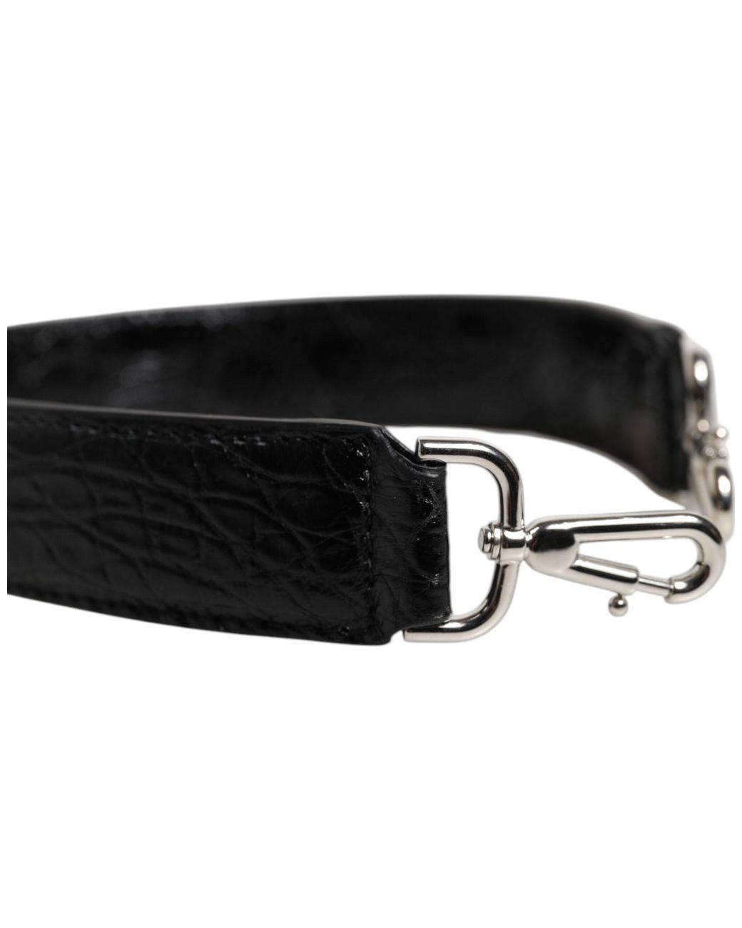 Dolce & Gabbana Black Alligator Leather Shoulder Bag Strap With Detailing