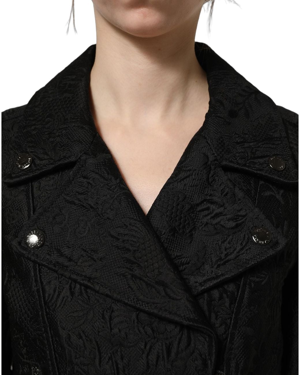 Dolce & Gabbana Black Floral Brocade Biker Blouson Jacket