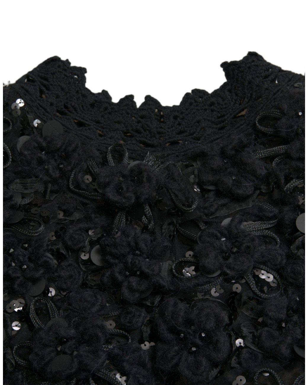 Dolce & Gabbana Black Sequined Embellished Pullover Sweater